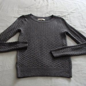 ANN TAYLOR LOFT Gray & Silver CABLE Knit WOOL/ANGORA Blend Sweater Sz XS